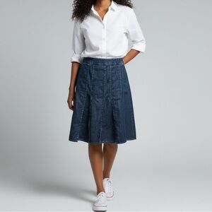 LIZ CLAIBORNE Dark Denim Zip Side Pleated Skirt |Size 10P